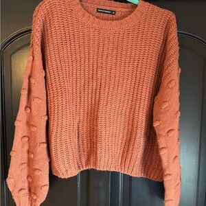moon & madison Textured Knit Sweater in Warm Orange